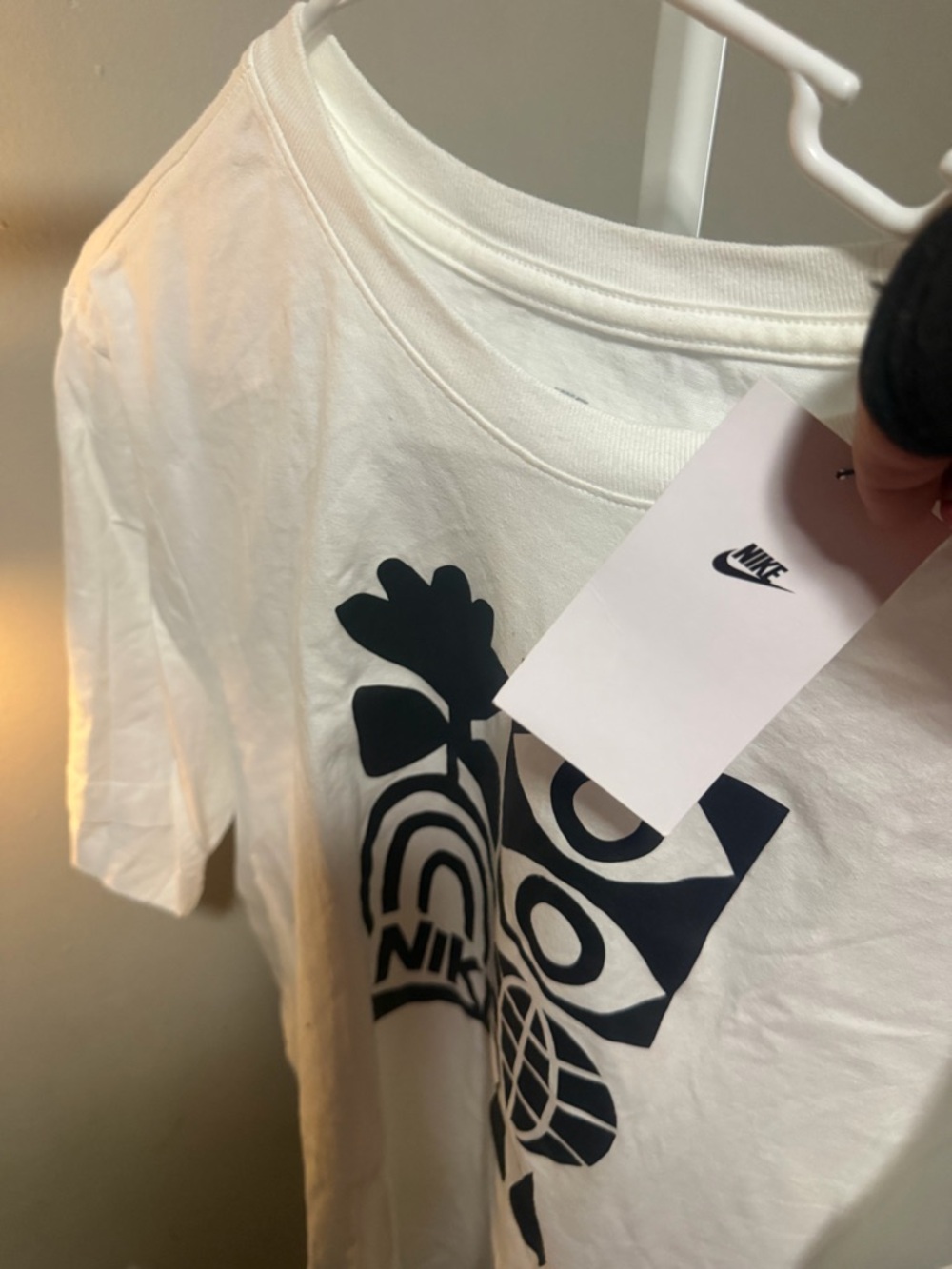 Nike White Tee with Gray Logo Print